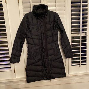 Knee Length Black Puffer - Detachable Hood - Size XS (fits like a S) - Nau Brand